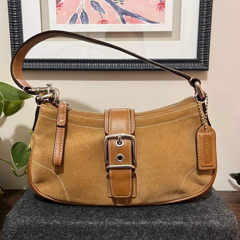 Vintage Coach Y2K Hamptons suede Demi bag 7558